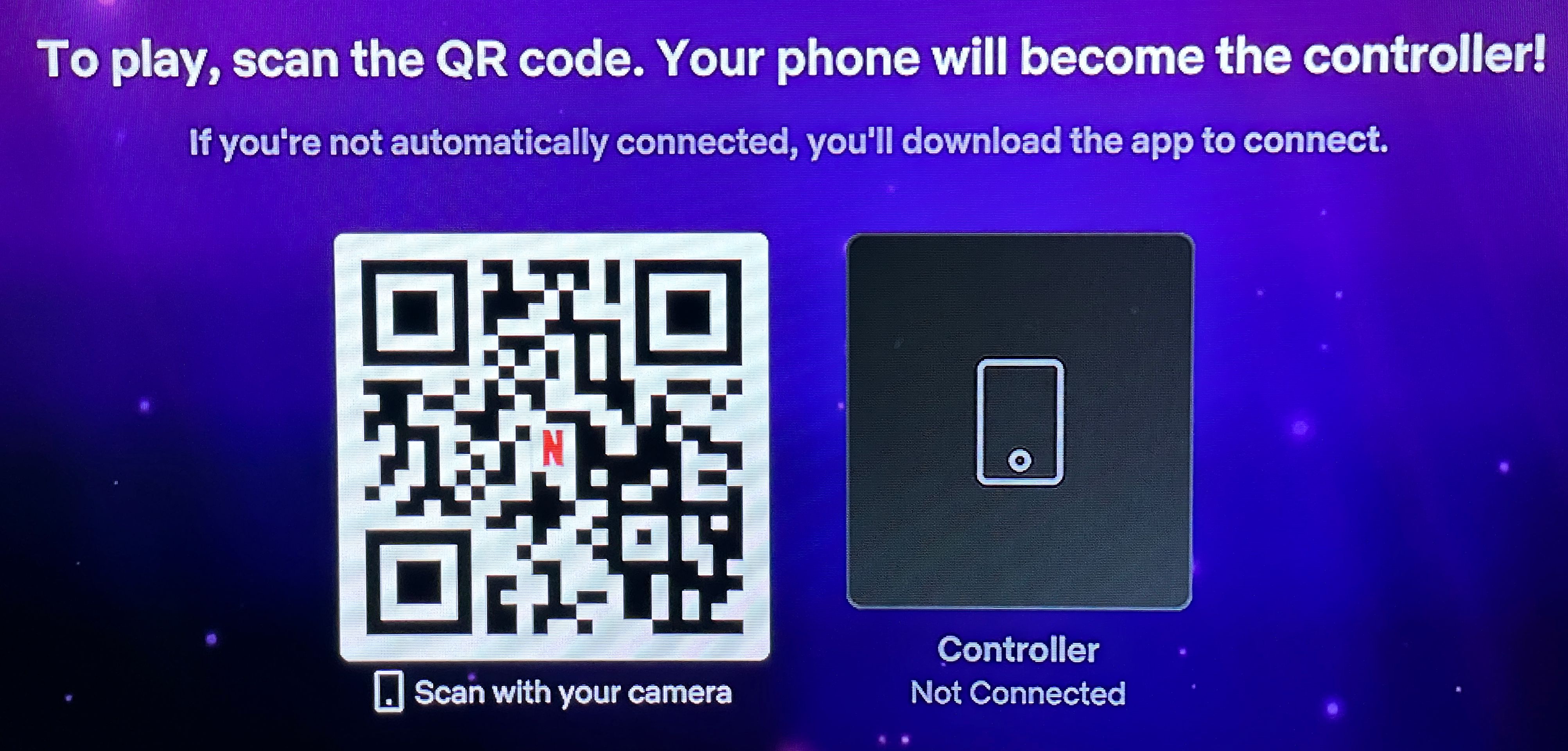 QR code to connect a controller for Netflix game streaming.