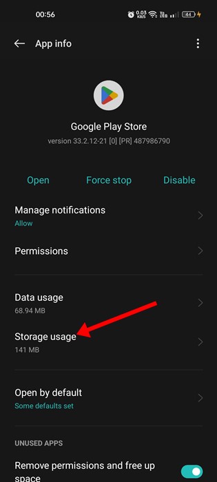 Storage usage