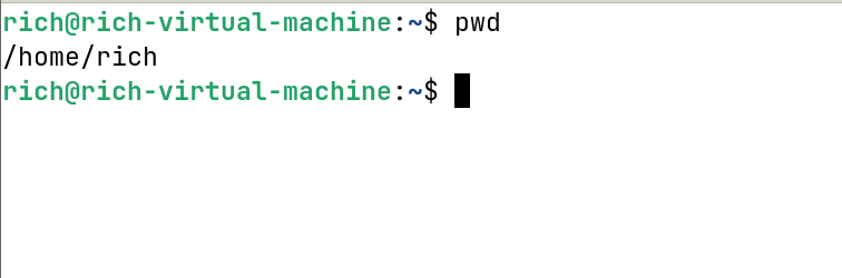 Using the pwd command in Linux.