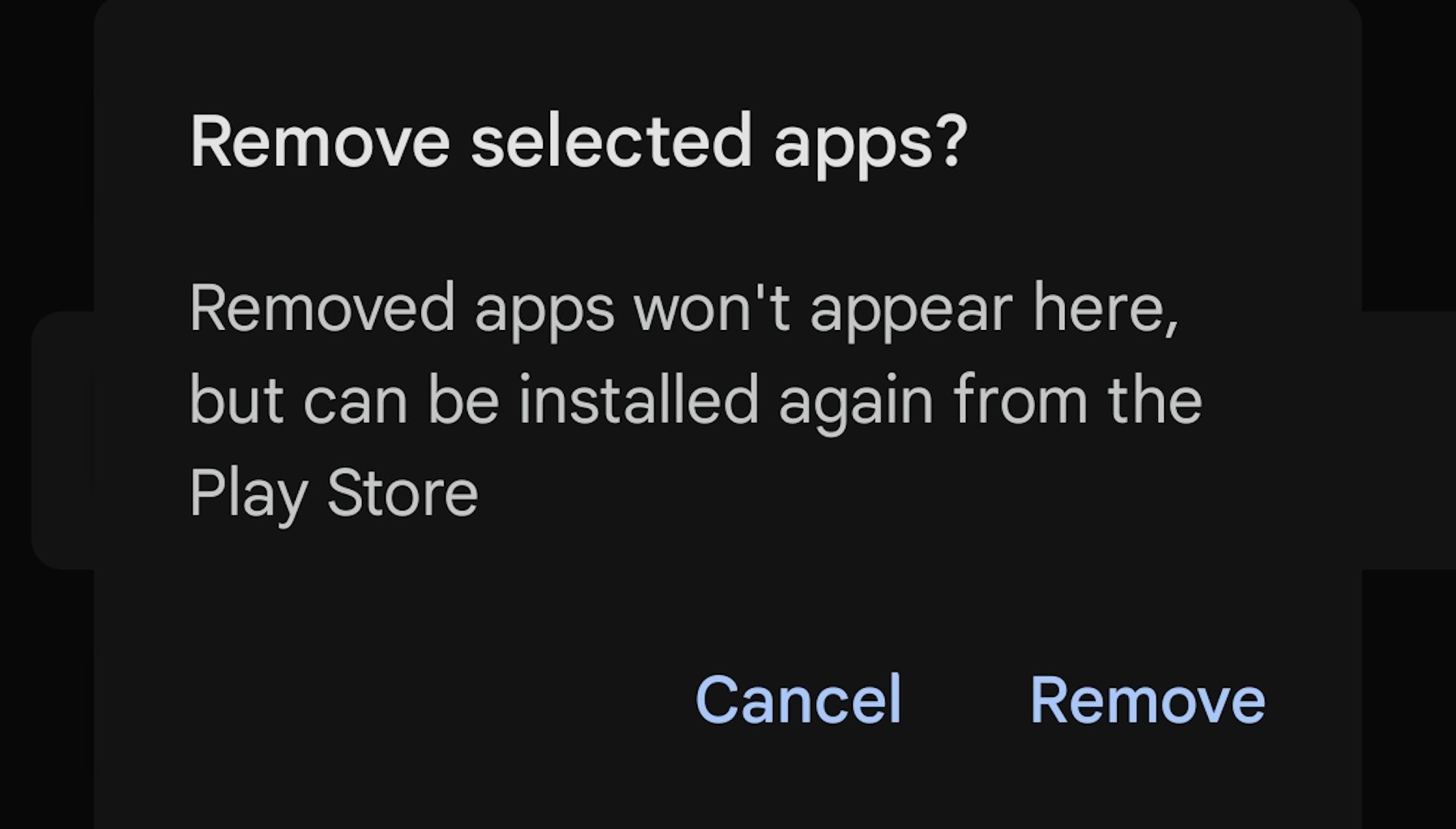 Choosing to remove the selected apps from the downloads list.