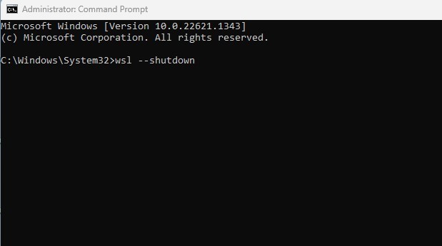 wsl --shutdown