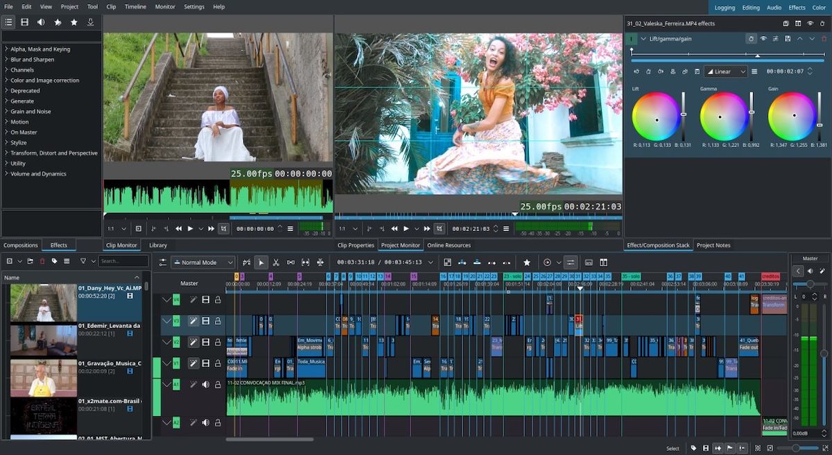 Screenshot of the Kdenlive video editor