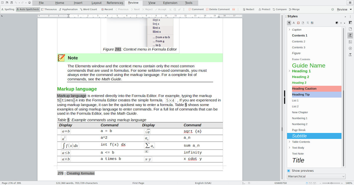 Screenshot of the LibreOffice Write interface