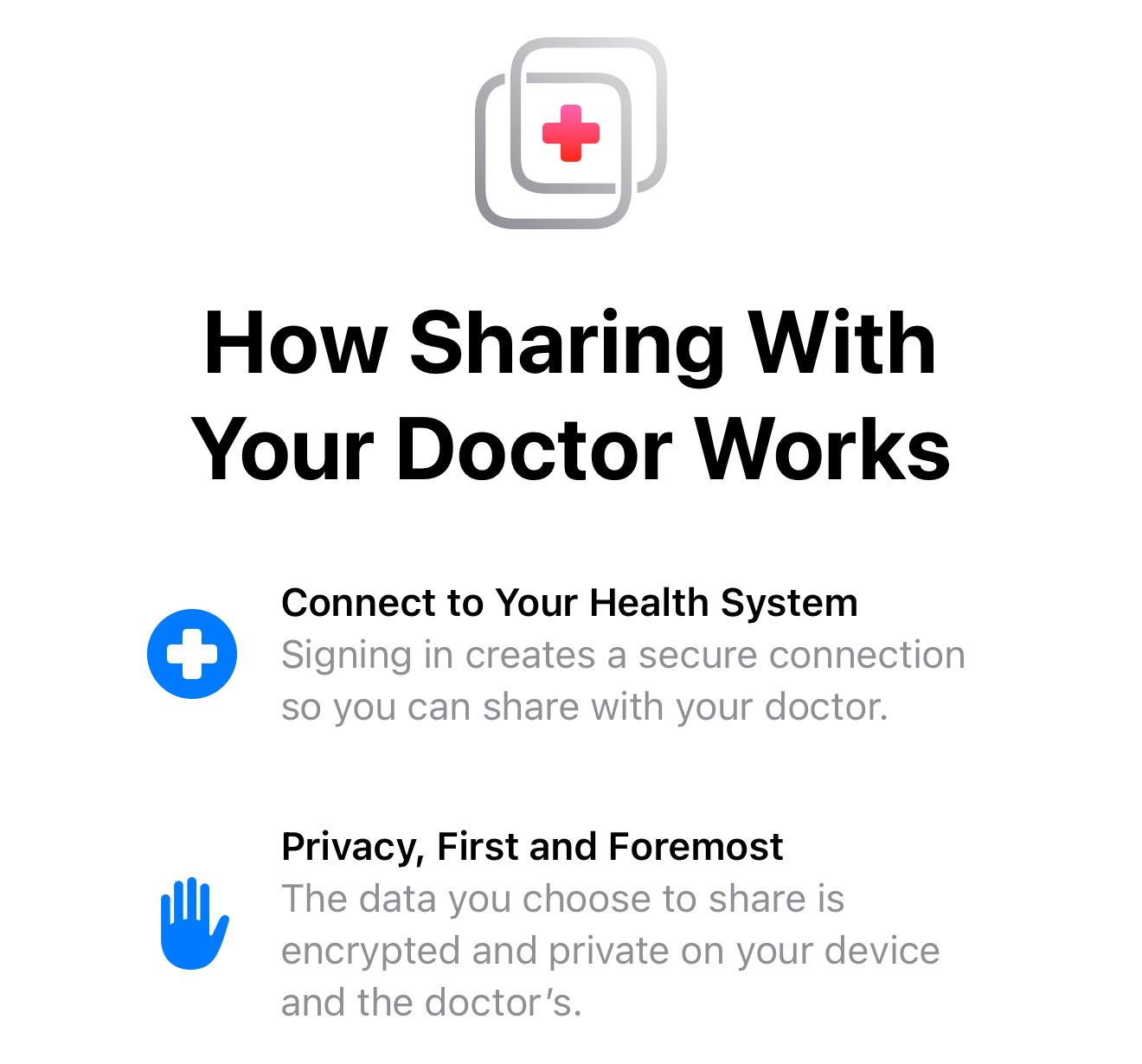 Sharing health data with your doctor.