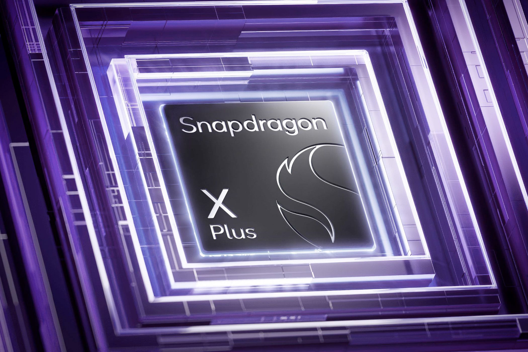 A render of a Snapdragon X Plus computer chip.