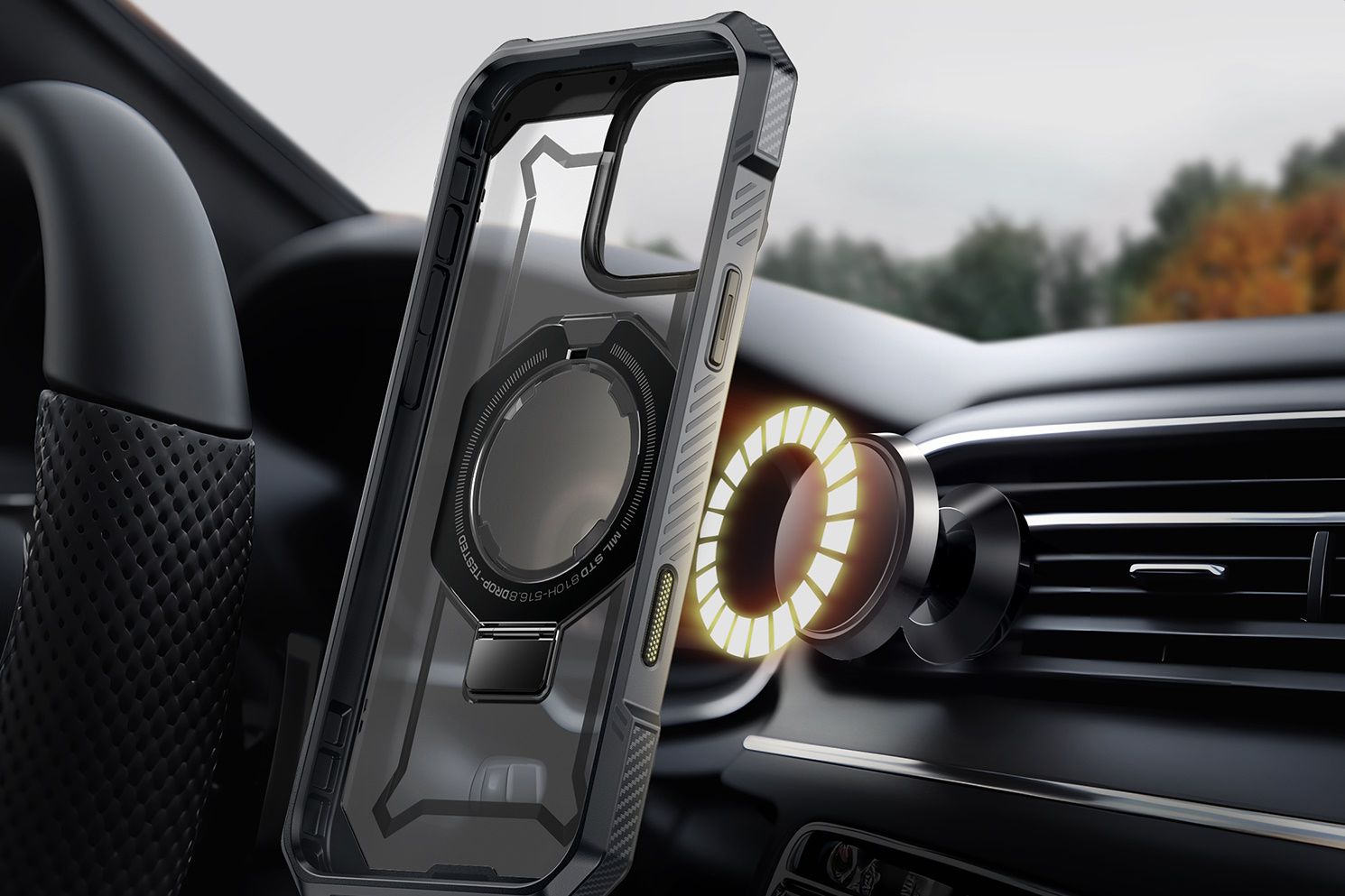 supcase mag grip example in car