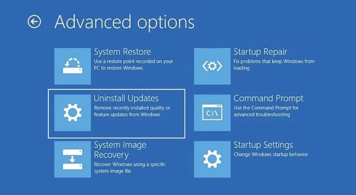 Troubleshoot > Advanced Options