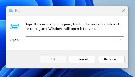 RUN dialog box