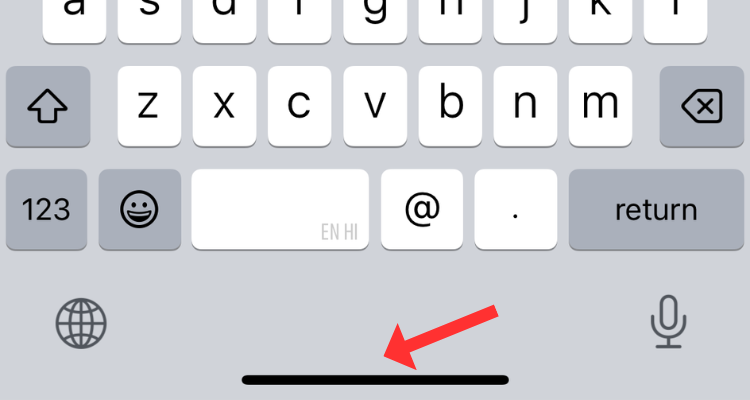 Screenshot of the iOS keyboard with the horizontal button at the bottom.