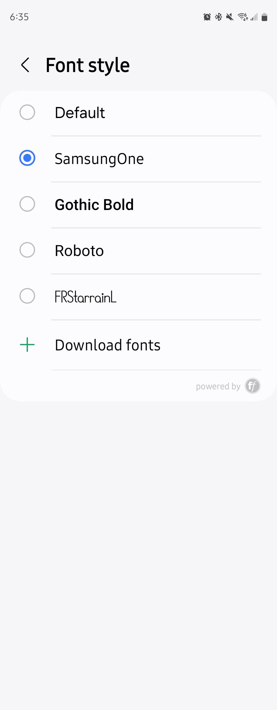 Font styles on a Galaxy Z Fold 5