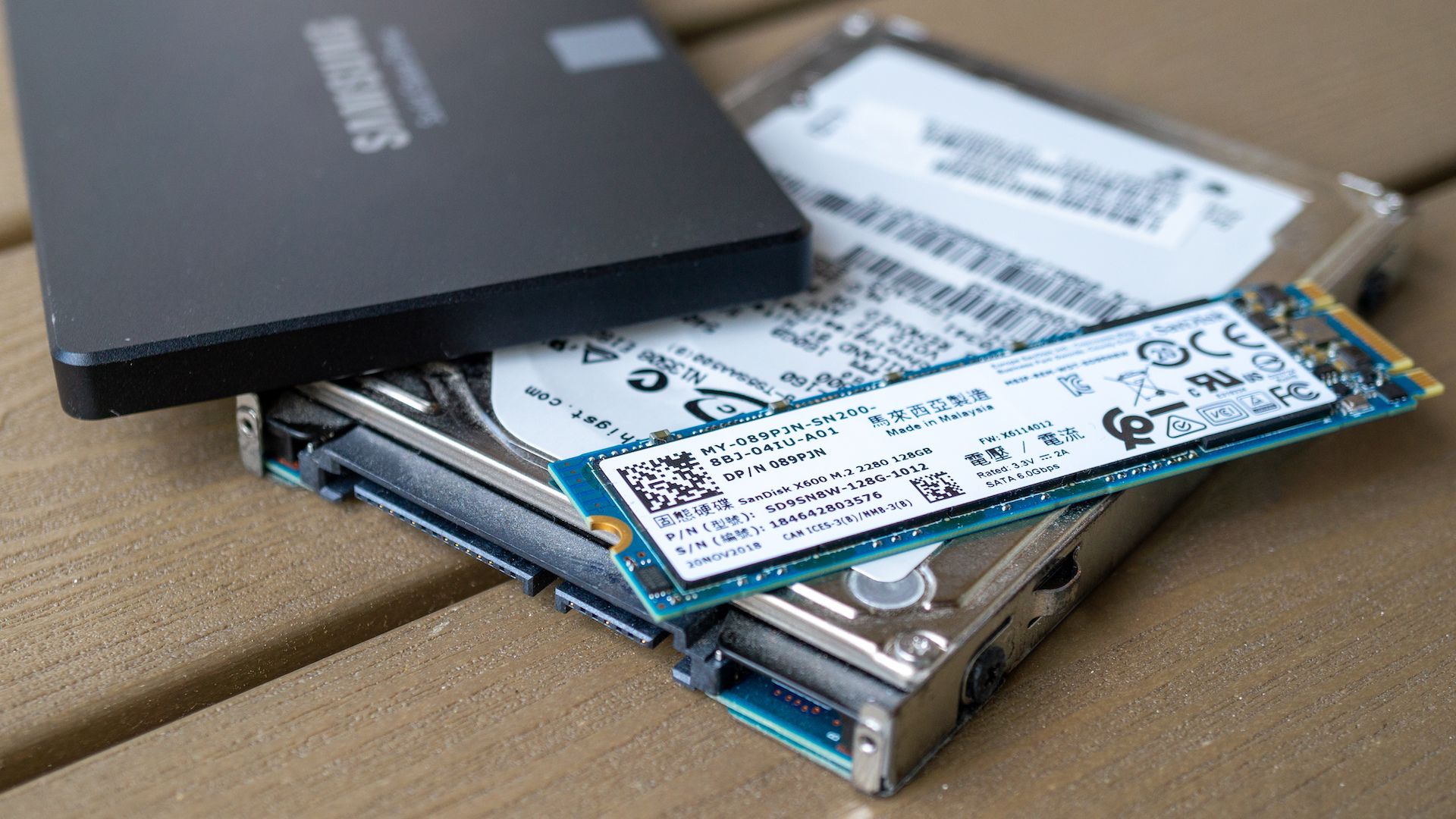 Samsung 850 EVO SSD with M.2 SSD and SATA hard drive.