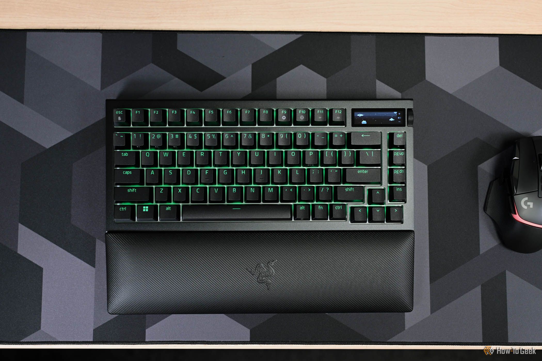 Top view of the Razer BlackWidow V4 Pro 75% with the wrist rest.