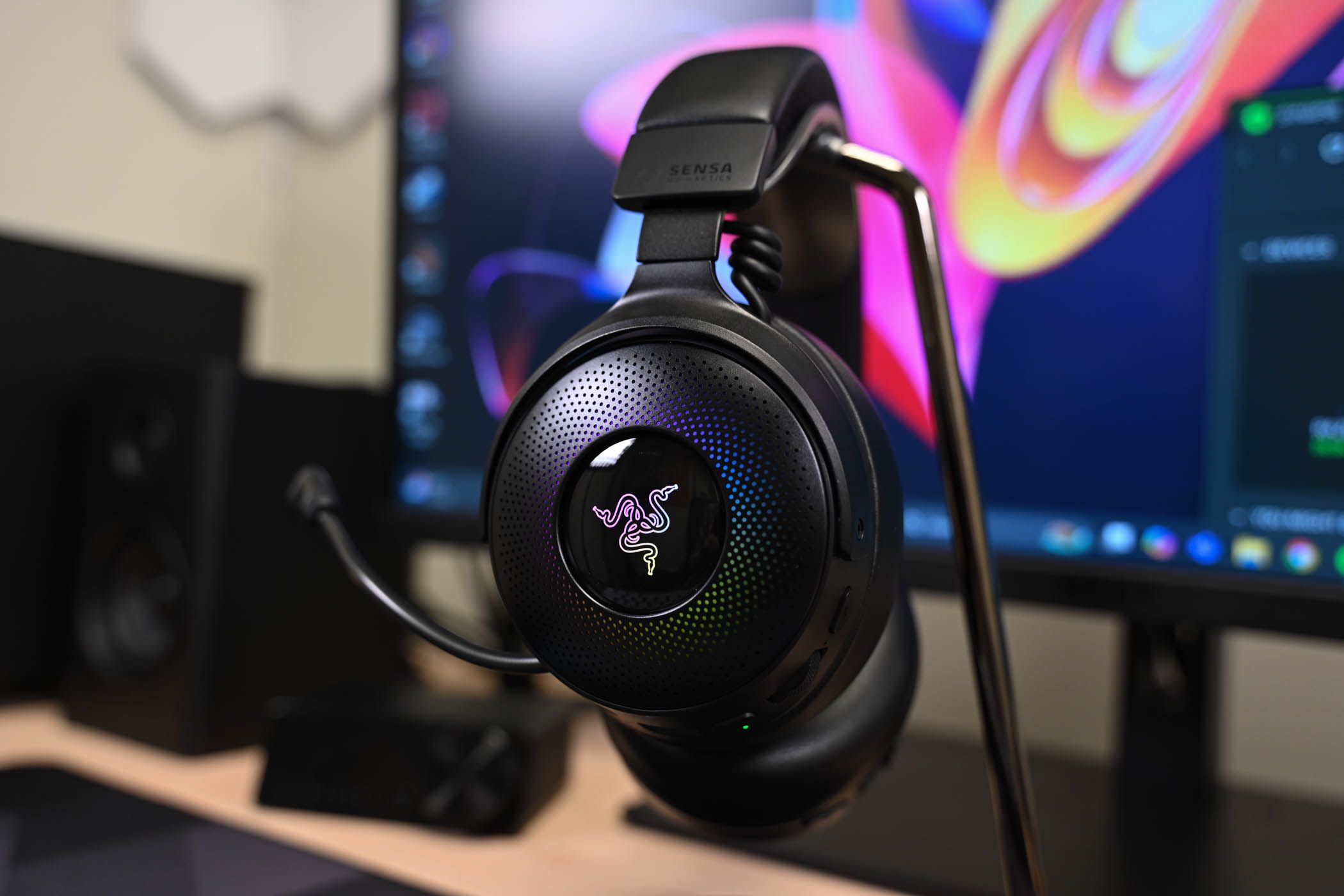 The Razer Kraken V4 Pro Headset with lighting effects.