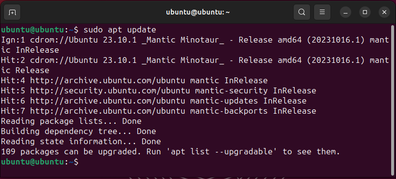 Run "sudo apt update" in the Terminal.