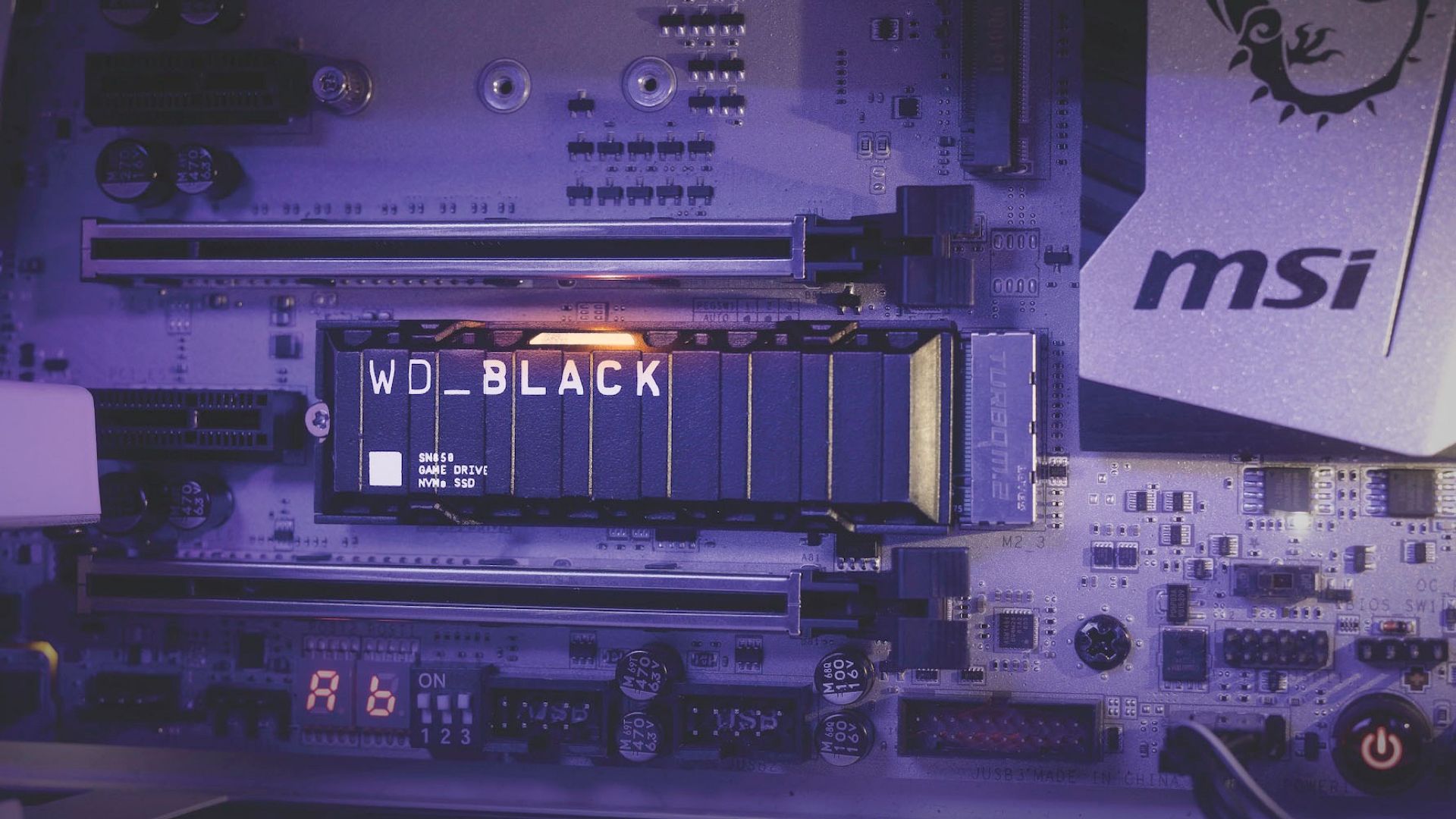 WD Black M.2 NVMe SSD mounted to a motherboard