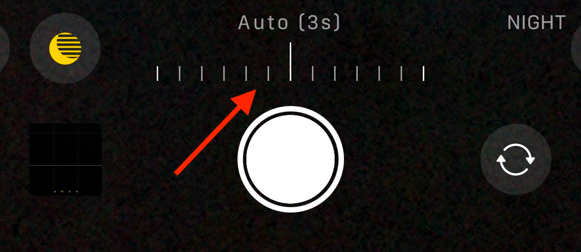 Adjust exposure time in Night mode in Camera app on iPhone.