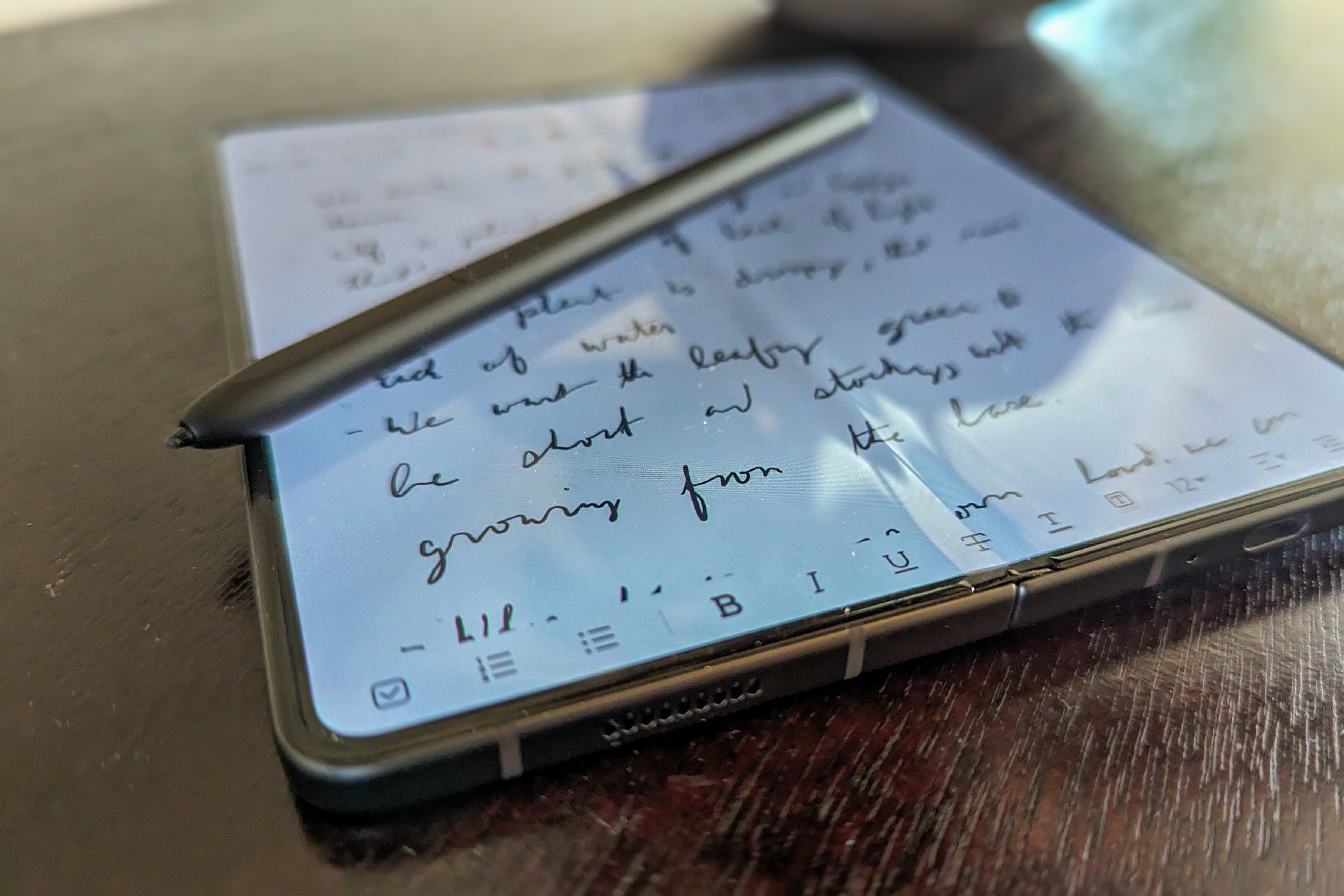 S Pen resting on a Samsung Galaxy Z Fold 5