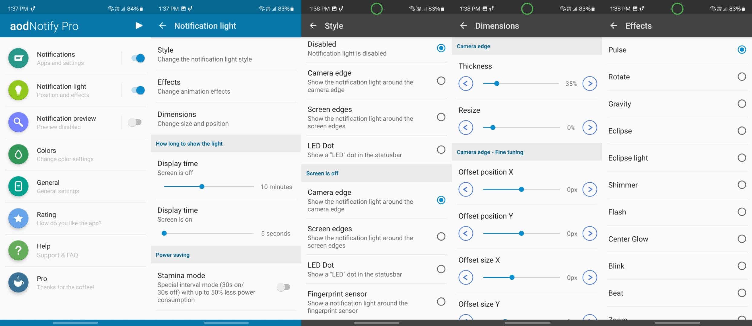 Various customization options found in aodNotify.