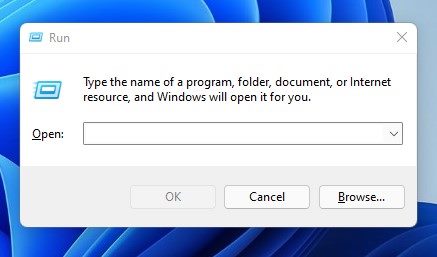 RUN dialog box