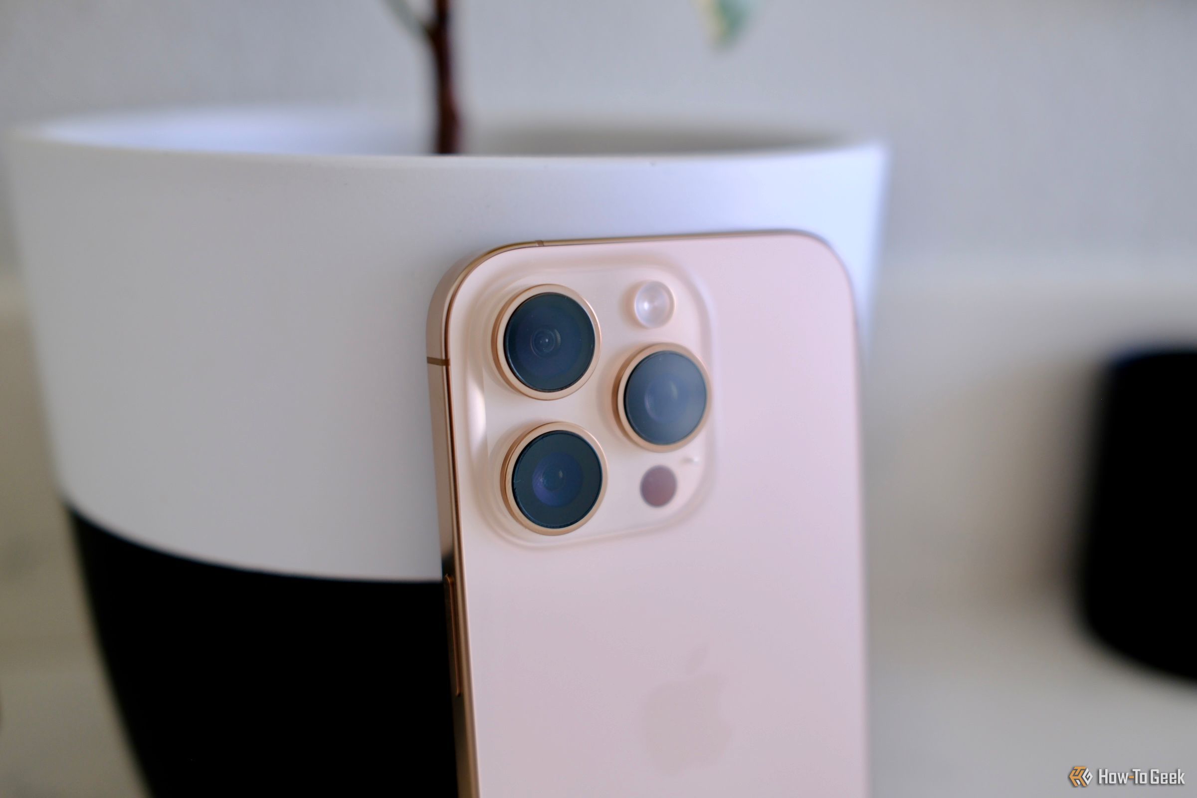 Close up of Apple iPhone 16 Pro cameras.