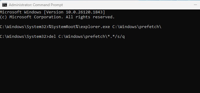 delete the Prefetch files