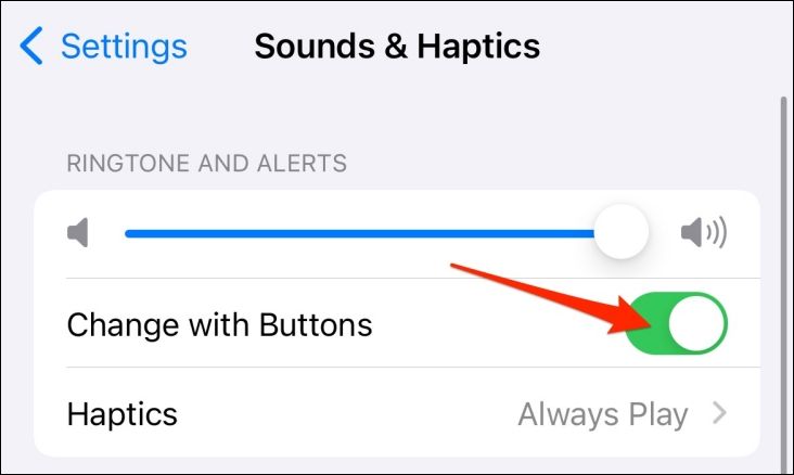 Change With Buttons option in iPhone settings.