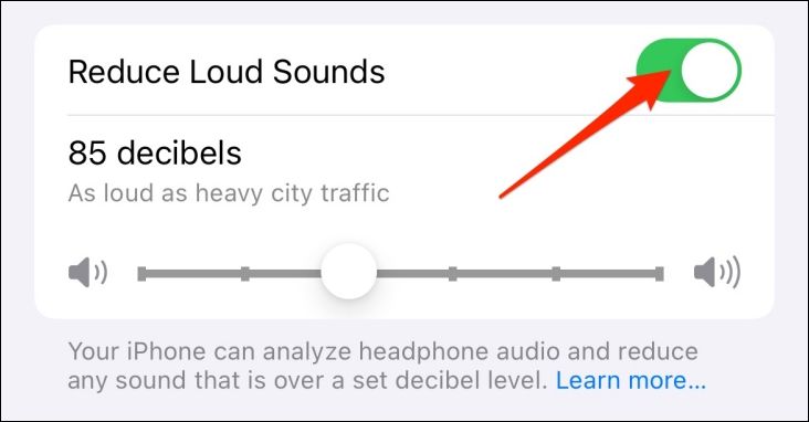 Reduce Loud Sounds option in iPhone settings.