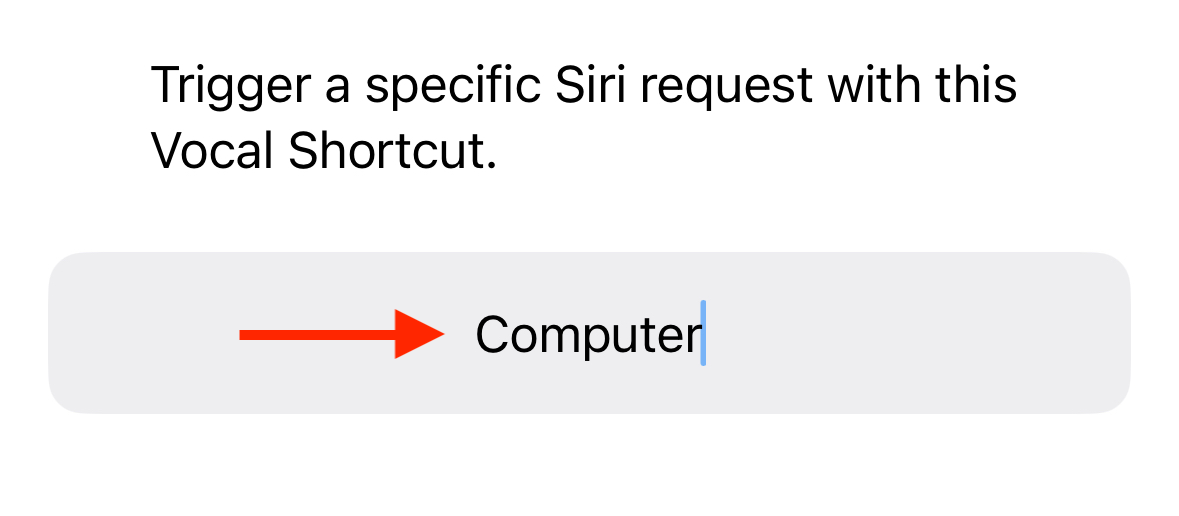 Enter phrase for Vocal Shortcuts in iPhone Accessibility settings.