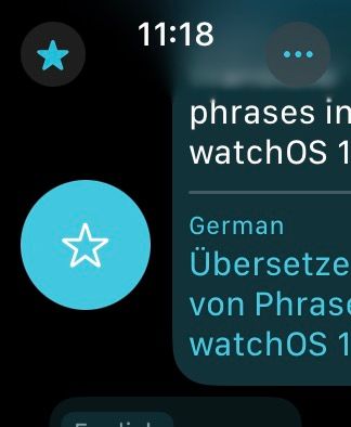 Star button to save a translation in watchOS 11 Translate app.