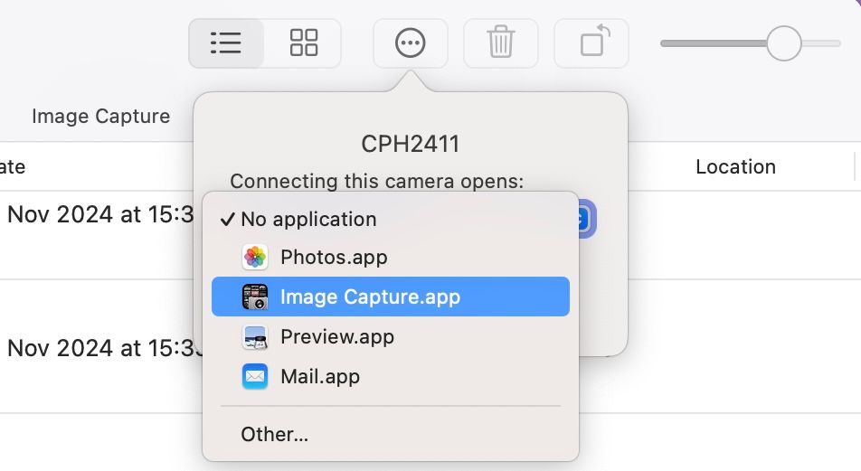 Making Image Capture automatically open when the currently-connected device is connected again.