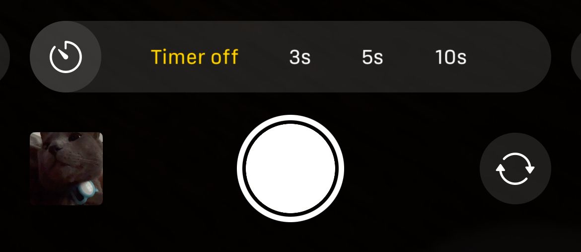 Timer settings inside Camera app on iPhone.