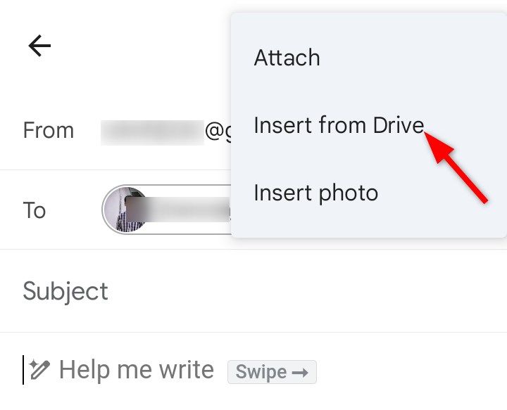 Inserting a file from Drive Android app on Gmail as a link.