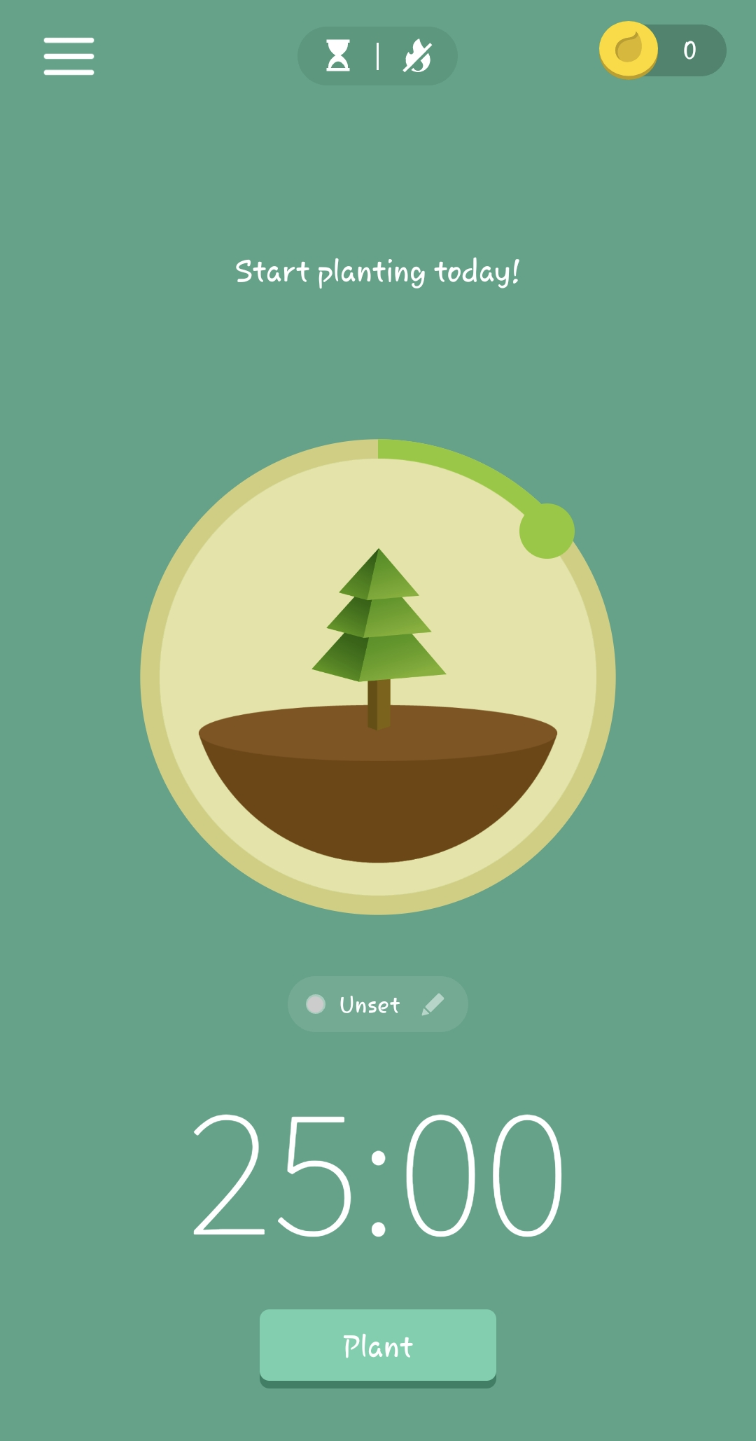 Interface of the app 'Forest: Focus for Productivity.'