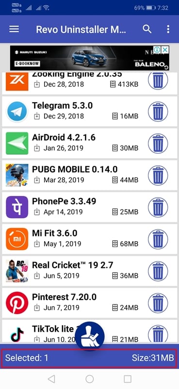 Select the app that you want to uninstall