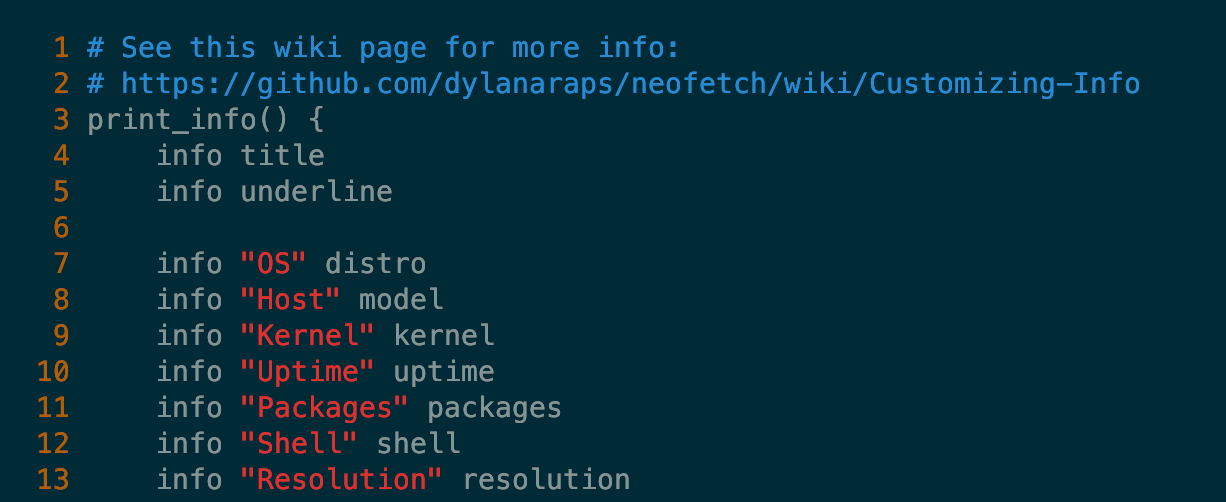 The neofetch configuration file which is a shell script.