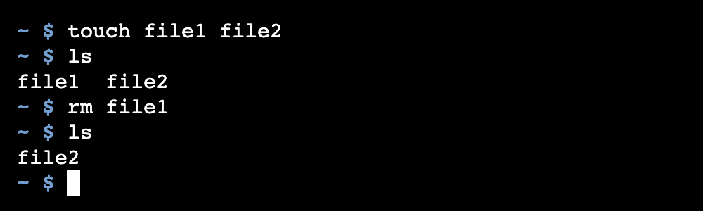 The Linux rm command deleting a single file.