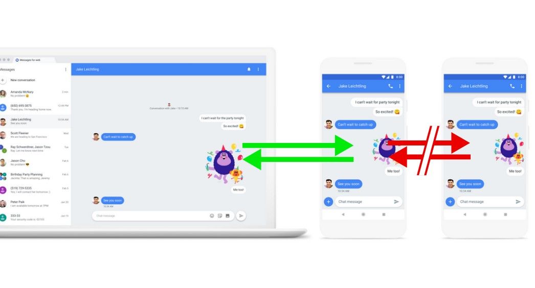 Google Messages sync between devices.