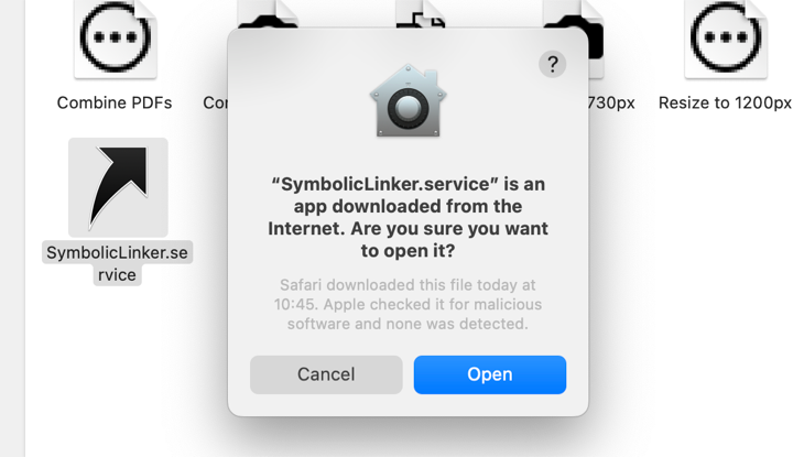 Open SymbolicLinker.service for the first time