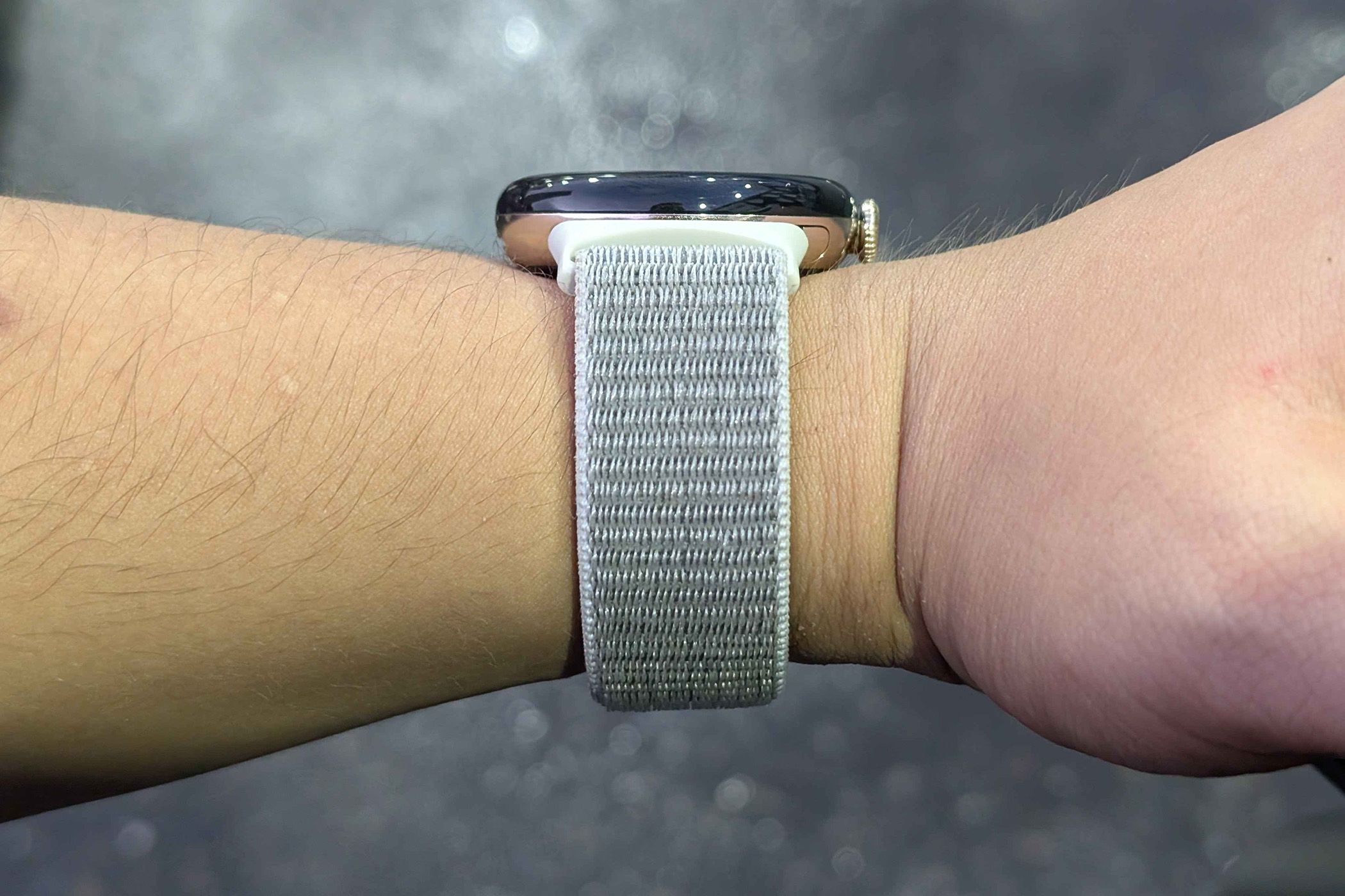 Pixel Watch 3 with grey/white nylon band