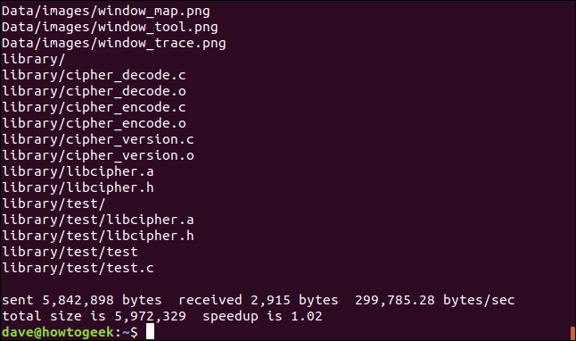 Rsync's output over SSH looks the same as any other output.