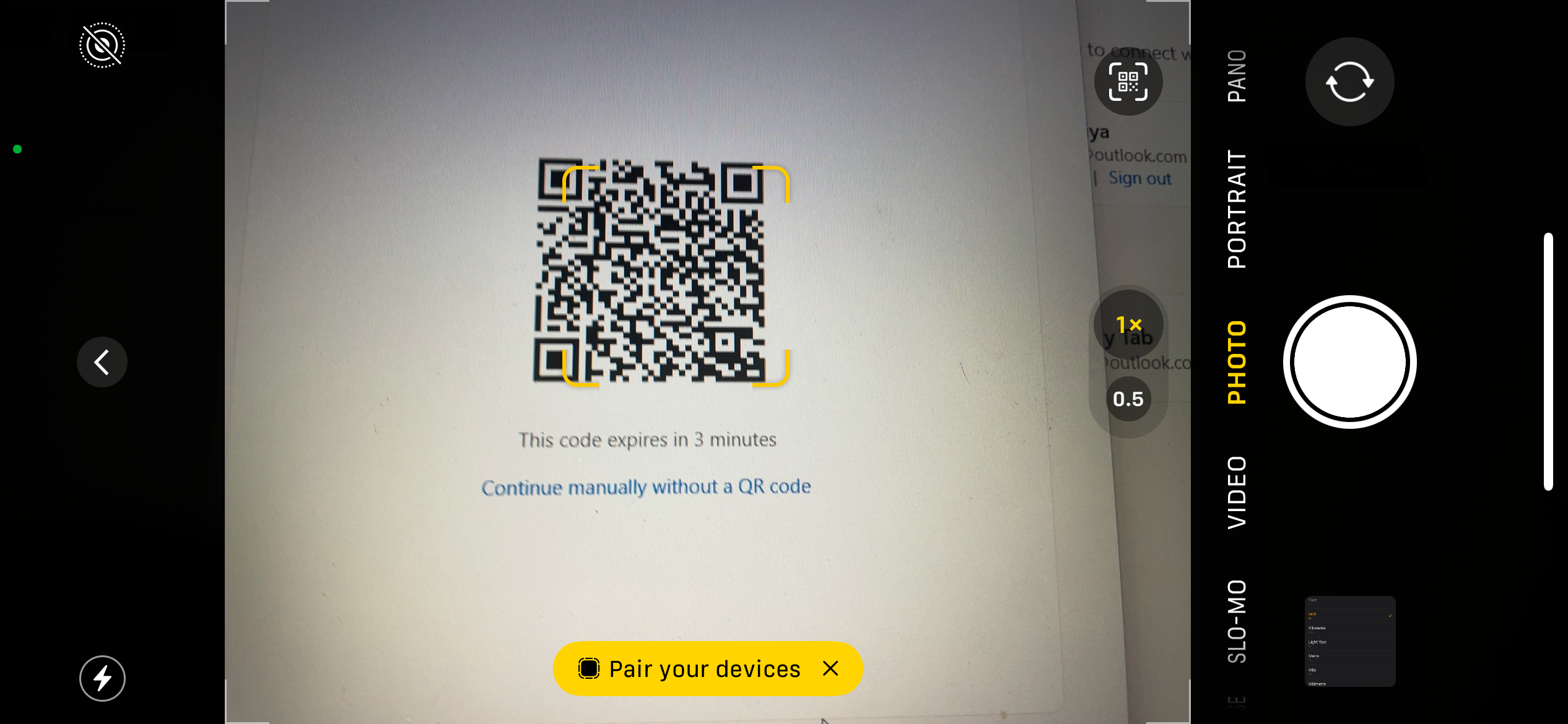 Scanning a QR code on iPhone.