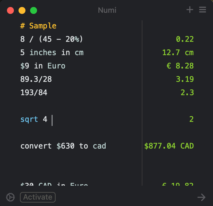 Numi is a calculator that blends text and math.