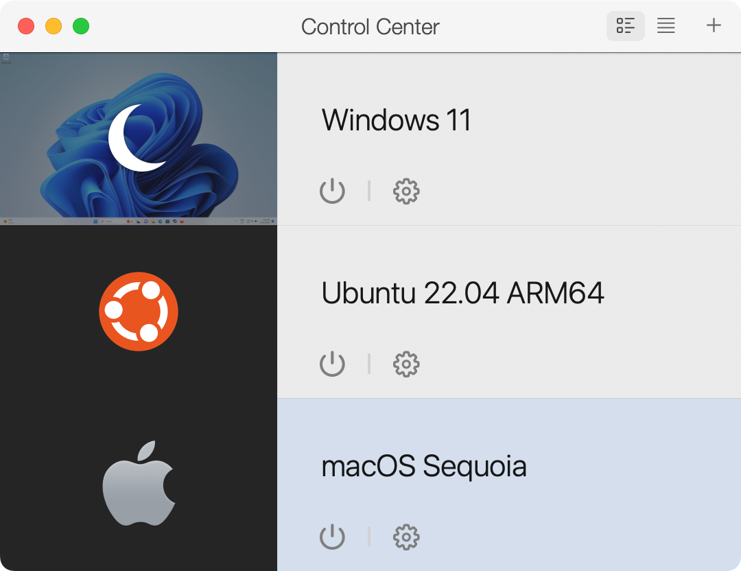 Parallels Desktop with Windows 11, Ubuntu 22.04 and macOS Sequoia virtual machines.