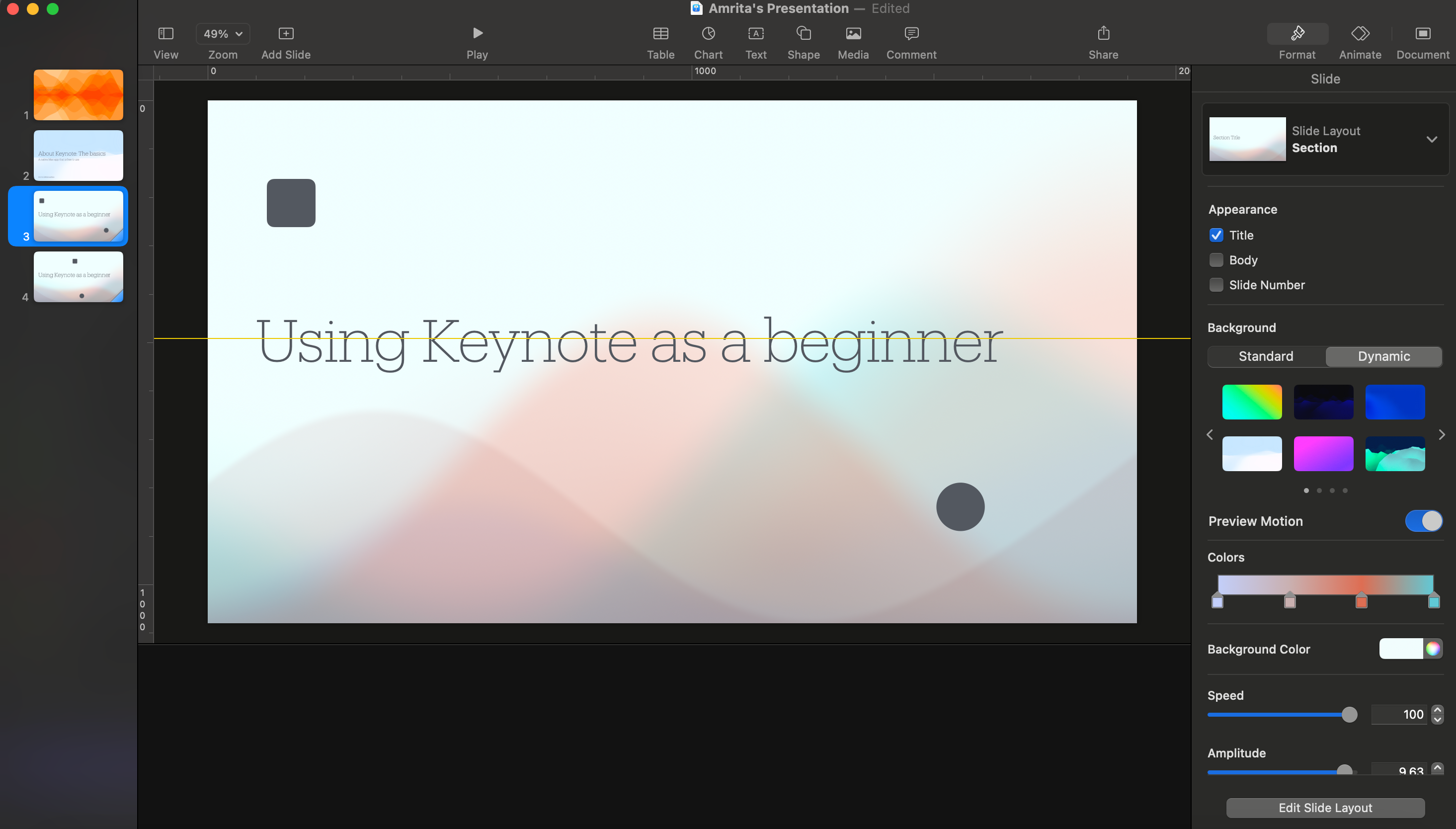 A look at Keynote's interface.