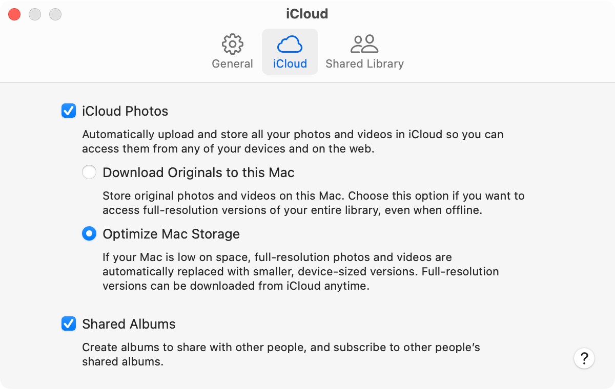 iCloud Photos toggle in the Photos app on macOS Sequoia.