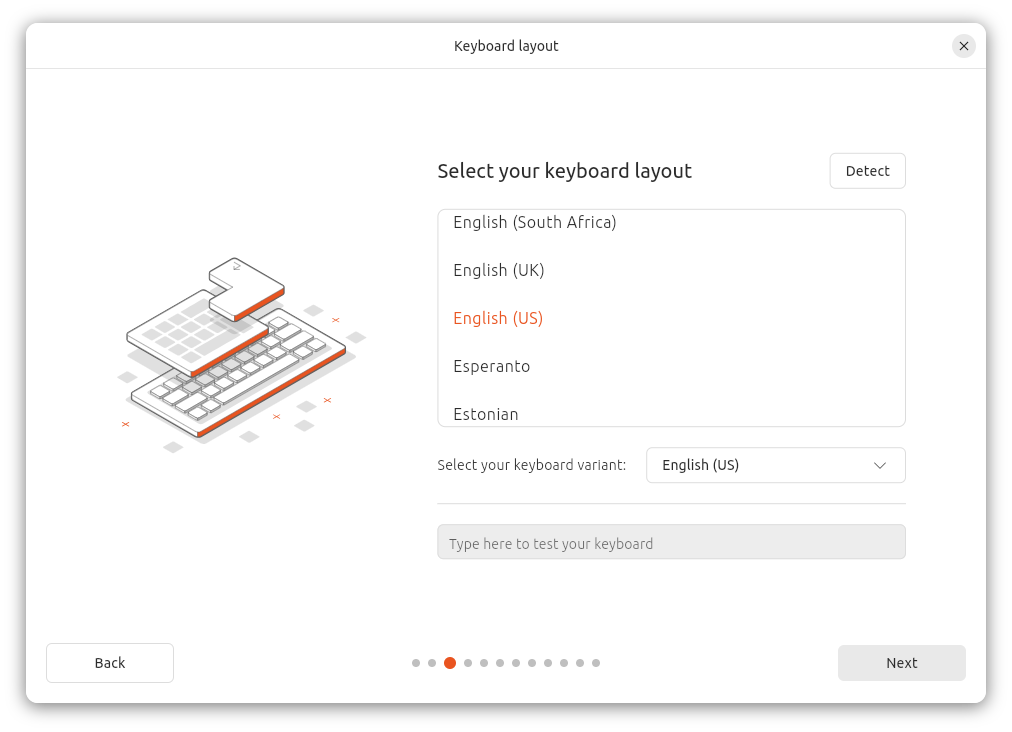 Select your keyboard layout.