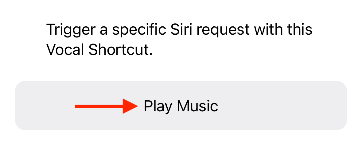 Siri Request text for Vocal Shortcuts in iPhone Accessibility settings.