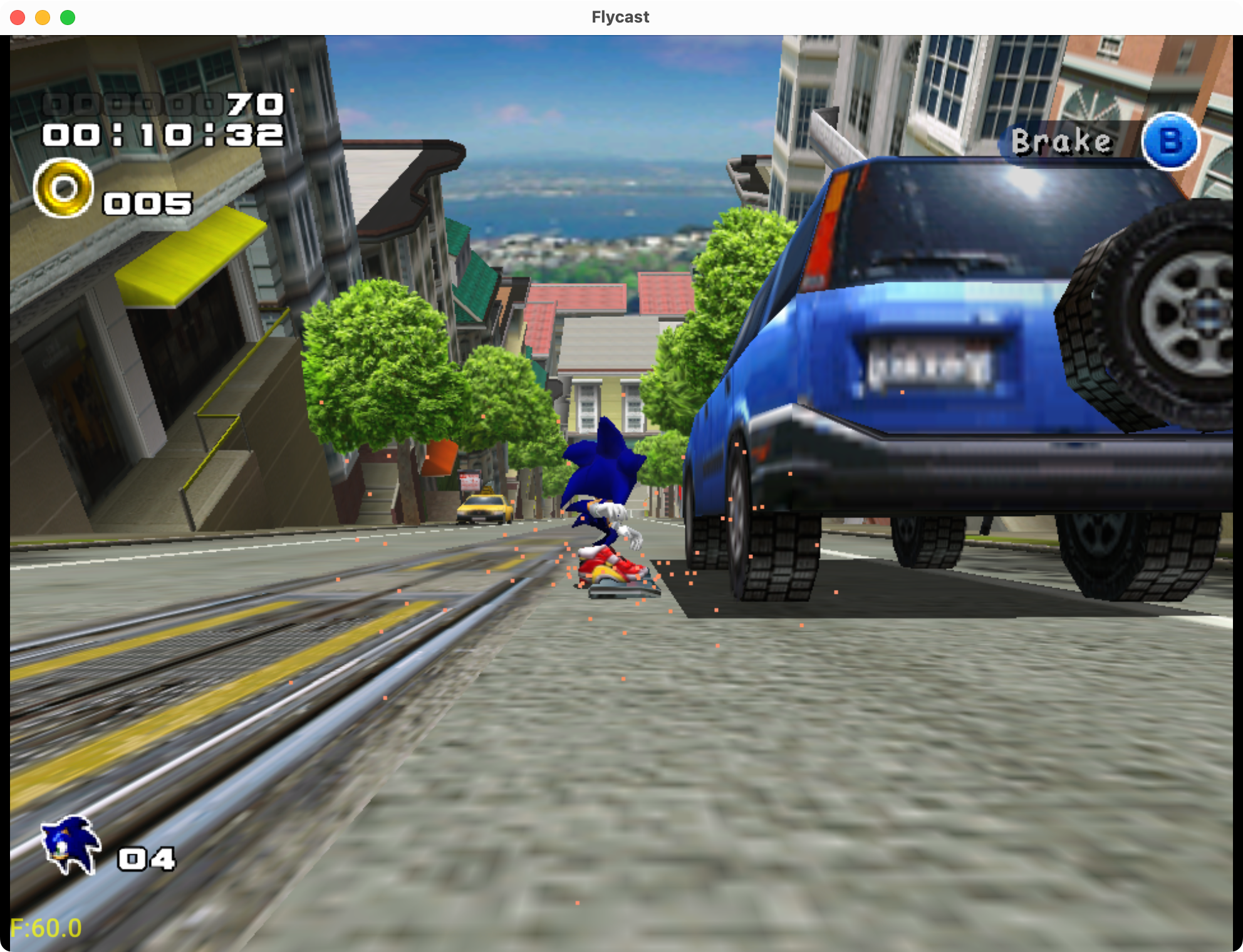 Sonic Adventure 2 running in Flycast on macOS.