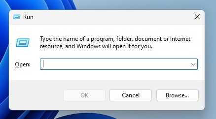 RUN dialog box