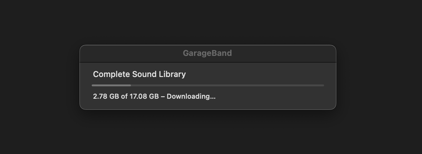 The GarageBand sound library downloading.